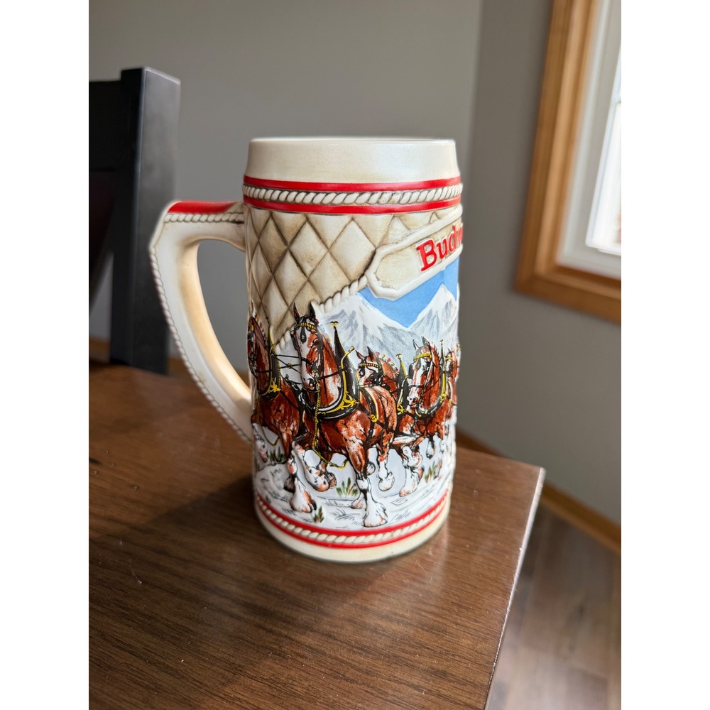 Budweiser 1985 Holiday Beer Stein Clydesdales Ceramarte Brazil Limited Edition A
